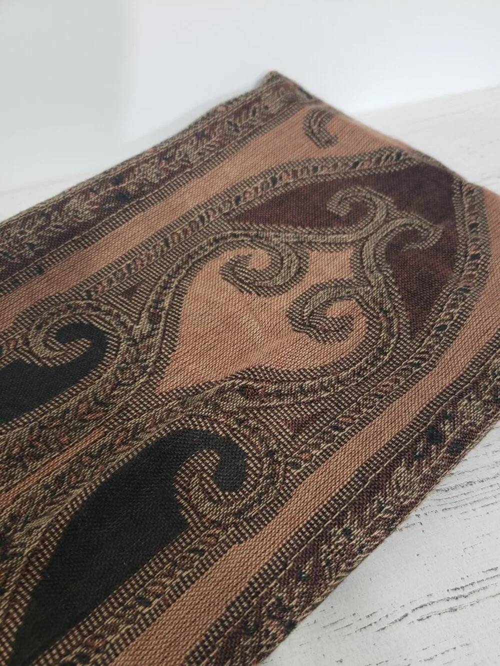 Brown Scarf with medallion & fringe Boho